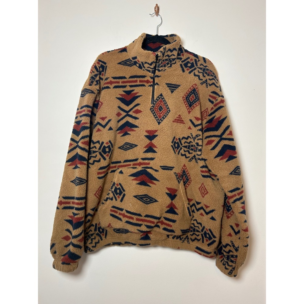 Zaful Women's Aztec Geometric Print‎ Fleece Pullover Sweater Size L